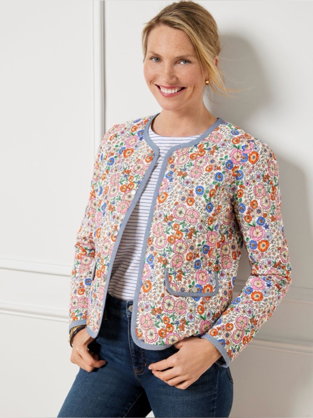 Talbots Enchanted Blooms Quilted Jacket Size 16 NWOT